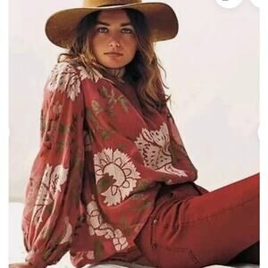 Payal Pratap by Anthropologie Rhododendron Blouse Peasant Top Size 14 NWT